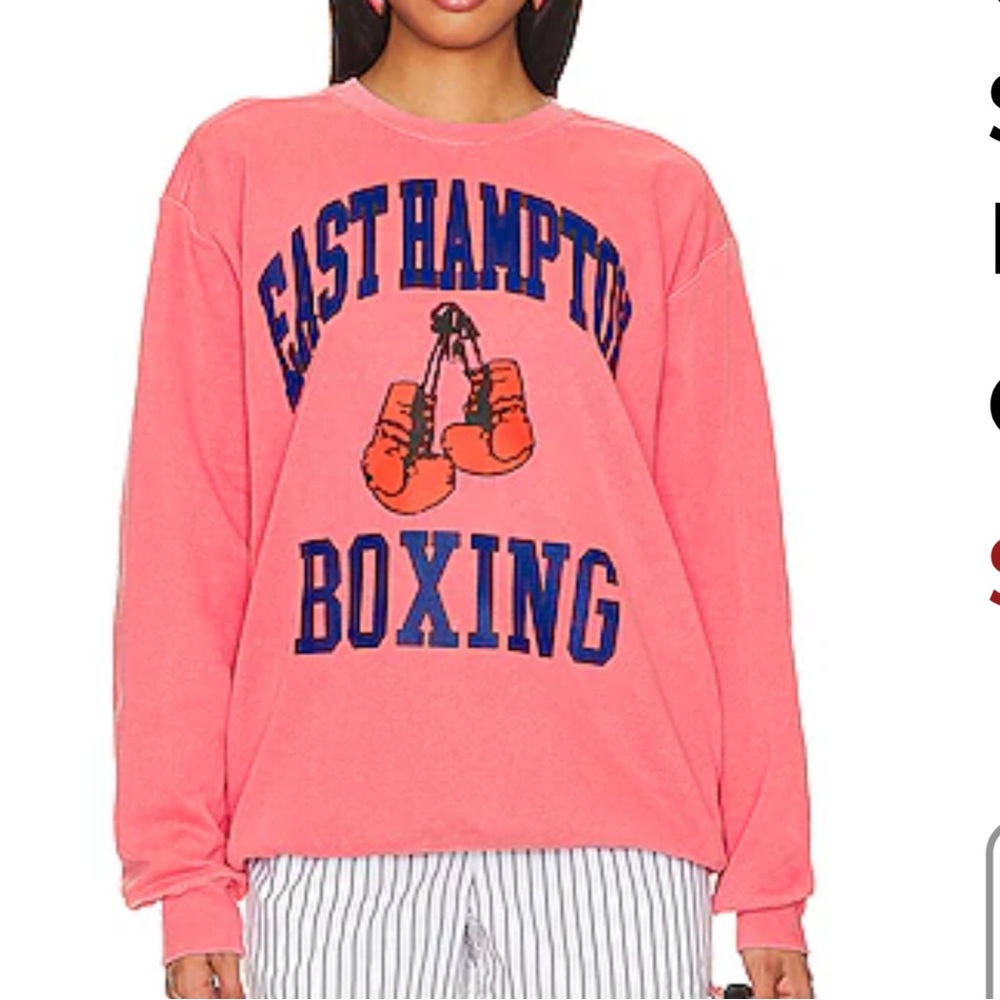 Revolve Firstport Coral East Hampton Boxing NY Graphic Sweatshirt Small Coastal